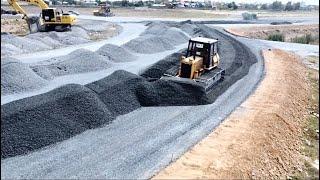 WOW!! Wonderful Clearing Gravel , Komatsu Bulldozer Moving Gravel Compact Gravel On The Road