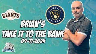 Free MLB Betting Predictions Today 9/11/24 MLB Picks | Brian's Take it to the Bank