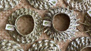 WEAVING A PĀPALE LAU NIU (COCONUT HAT) on a beach in Hawai’i