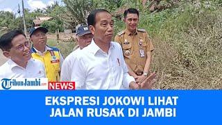 Ekspresi Jokowi Lihat Jalan Hancur di Jambi Bersama Menteri