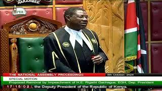 LIVE: Gachagua's impeachment motion AFTERNOON SESSION.