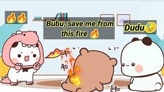 Dinosaur entered Bubu Dudu's house#Dinosaur attacked Dudu with his fire#BubuDudu#Dudu in danger