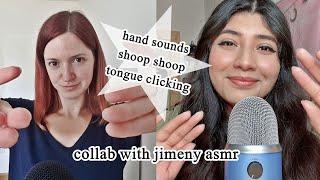ASMR dry hand sounds with shoop trigger + tongue clicking - tingly COLLAB with Jimeny ASMR