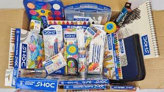 Doms stationery collection - water colour cakes, Plastic Crayons, sharpner, eraser, brush pens, pen