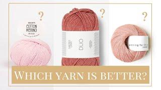 Drops Cotton Merino vs. Sandnes Garn Duo vs. Knitting for Olive Cotton Merino Yarn Comparison