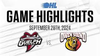 OHL Highlights: Guelph Storm @ Owen Sound Attack Sept. 28th, 2024