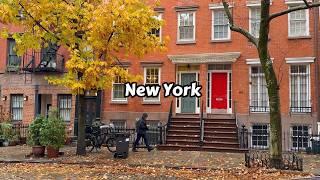 Relaxing Rain Walk 4k Greenwich Village NYC Umbrella Rain Sounds