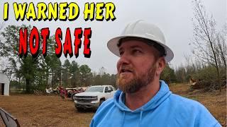 CAN'T BELIEVE SHE DID THIS NOT SAFE |tiny house homesteading off-grid cabin build DIY HOW TO tractor