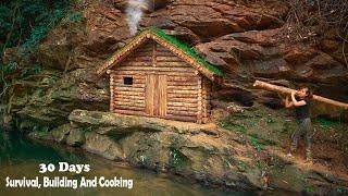 How I Built A Wooden House On The Cliff And Survival For 30 Days In The Rain Forest | Full Video