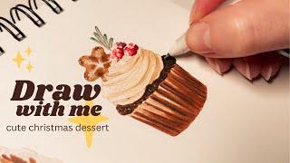 Draw with me | Festive desserts painted with alcohol markers