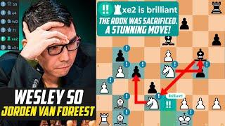 Wesley So *STUNNED* Jorden Van Foreest with Brilliant Rook Sacrifice - Rapid Chess Championship 2022