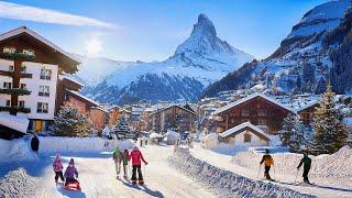 Zermatt, Matterhorn, Switzerland 4K - Winter Wonderland, Christmas Eve Walking Tour in Zermatt ️