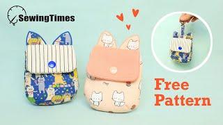 Free Pattern!! Cute Cat Pouch Easy Sewing Tutorial | Coin Purse Making