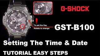 GST-B100 G-Shock Module 5513 HOW TO SET TIME & DATE & MONTH & YEAR - TUTORIAL English Easy Steps