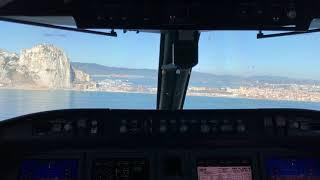 Challenger 650 landing in Gibraltar (Cockpit View)