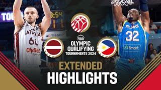 Latvia  vs Philippines  | Extended Highlights | FIBA OQT 2024 Latvia