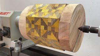 Amazing Woodturning Crazy - Technological Project With Manual Simple And Radiant Skills On Lathe