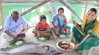 popi kitchen Eating 10 kg Boyal Fish curry and rice