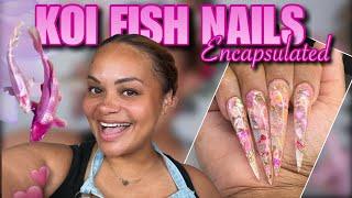 PINK KOI FISH XL Stiletto Nails   | HARD BUILDER GEL NAILS