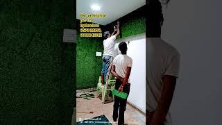 how to installed grass mats on wall // flooring mats installation on smooth wall //artificial grass