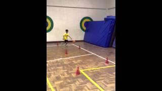 Deva dribbling basketball Ms.Hardman