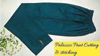 Very Easy Pant Trouser Cutting and Stitching || Pant Palazzo cutting and stitching