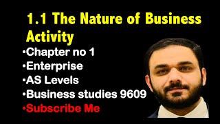 1.1 Nature of Business Activity | Enterprise Part 1 | AS Level | Chapter 1 | Business Studies 9609 |