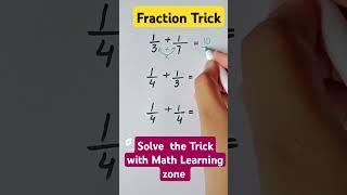 Easy Fraction Trick|| Solve trick with math Learning zone||Answer comments||solve Tricks with fun