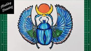 How to Draw Egyptian Scarab Beetle