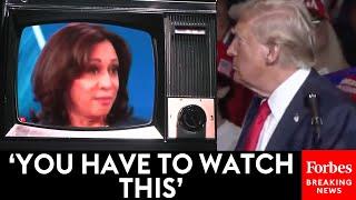 Trump Plays Video Clips At Nevada Campaign Rally To Blasts Kamala Harris On Taxes