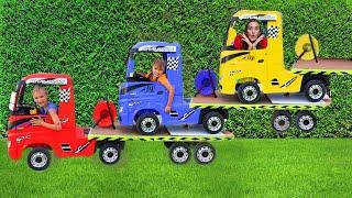 Niki ride on tow truck and play selling toy cars for kids