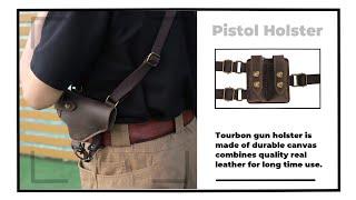 Ready for Action: Tourbon Canvas & Leather Shoulder Holster with Double Magazine Pouch!