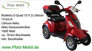 Rolektro E Quad 25 V.3 Lithium-Akku Rot | Akku herausnehmbar und extern ladbar | pfalz-mobil.de