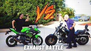 Whose bike is LOUDER? - My Ninja 400 vs Dad's Harley Fat Bob 103