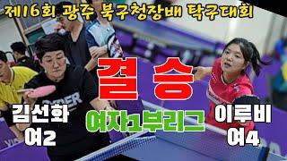 4k60p [결승] 이루비(여4) vs 김선화(여2) | 제16회 광주 북구청장배 탁구대회 여자1부그리그