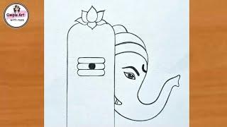 Easy drawing of Ganpati Bappa |Lord Ganesha drawing |drawing for beginners |simple art with rose