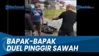 JATUH SEKALI TINJU, Bapak-bapak Viral Duel di Pinggir Sawah