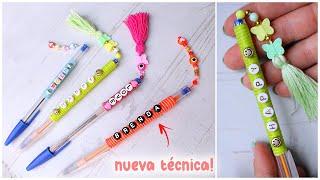 como decorar LAPICEROS/PLUMAS con HILO fácil y rápido ️Decorate your pens!