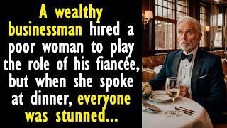 A wealthy businessman hired a poor woman to play the role of his fiancée, but when she spoke...