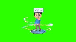 Boy with Like Sign #1 / Green Screen - Chroma Key