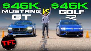 Muscle vs Turbo: The New Volkswagen Golf R Takes on the New Mustang in a Drag Race!