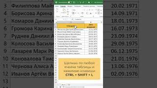 Как активировать фильтр в таблице Excel