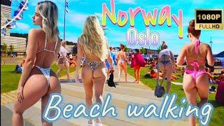 Relaxing Summer Day at Oslo's Opera Beach | City & Beach Walk Tour