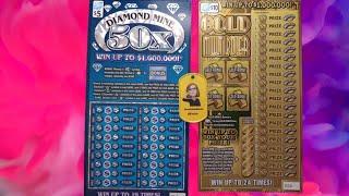 Diamonds  & Gold 🪙 Illinois lottery Diamond Mine 50X & Gold Multiplier