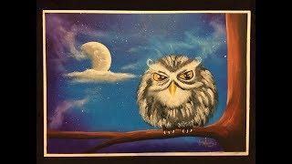 #166. How to paint a night owl for beginners (acrylic)