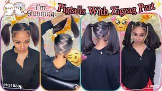 Slick Zig-Zag Ponytail With Weave!Barbie Pigtails + Laid Down Edges Ft. #ULAHAIR Review