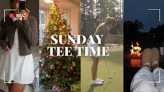 Christmasy Sunday tee time, getting ready, heatless curls, cozy dinner with friends :)