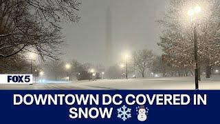 Downtown DC covered in snow