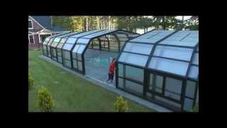 Retractable Pool Enclosure Opened by Hand