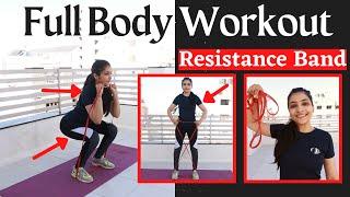 FULL BODY workout with  RESISTANCE BANDS Hindi | Best resistance band workout at home 2022